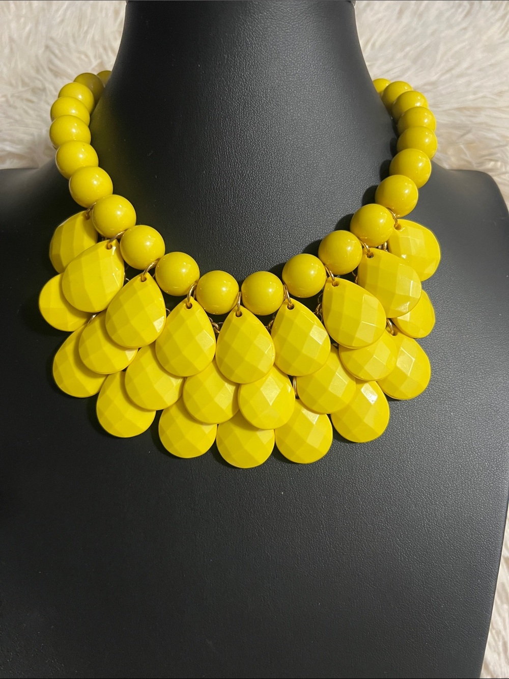 Yellow Statement Teardrop Bib Necklace - Unbranded
